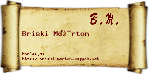 Briski Márton névjegykártya